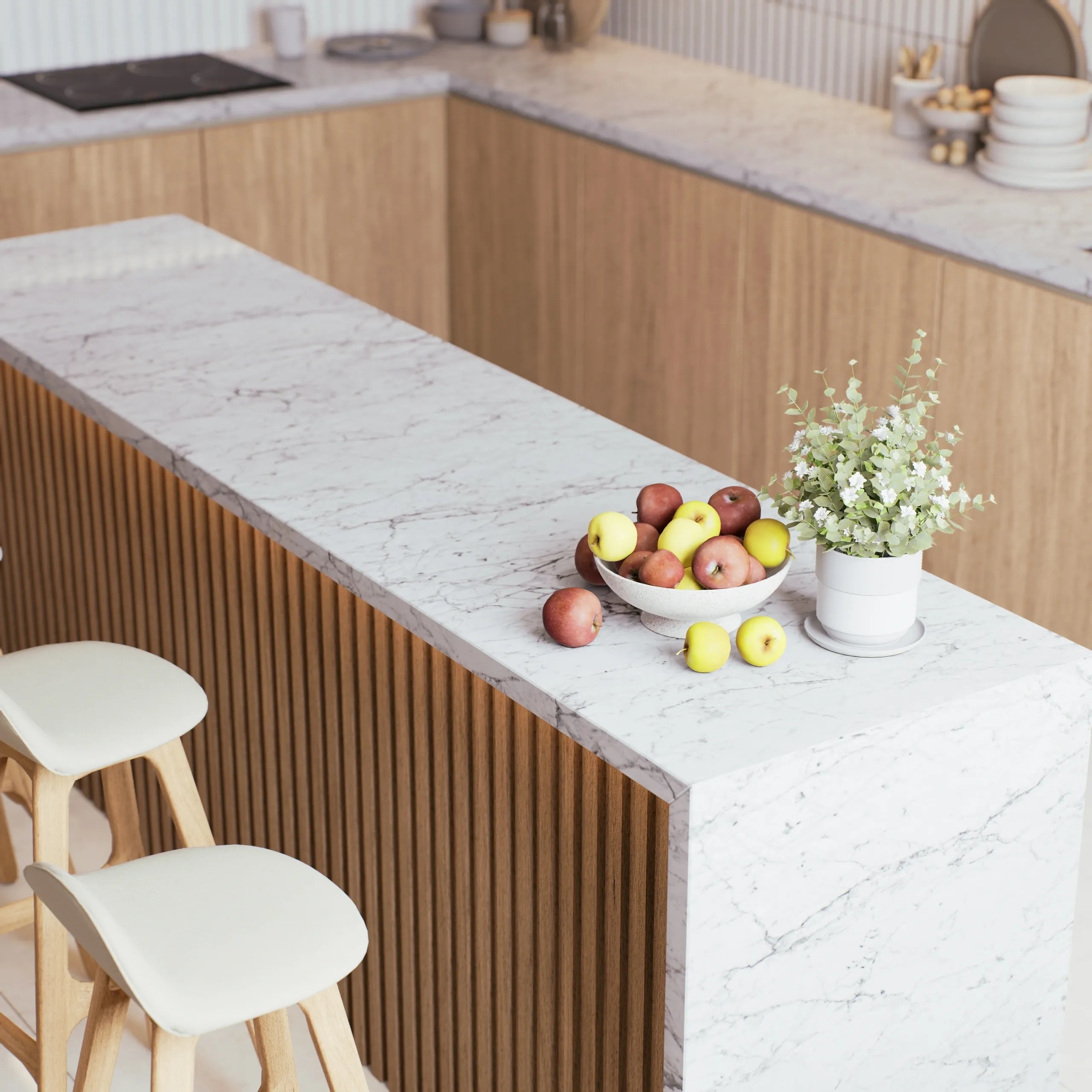 Kitchen stone countertop with backsplash and range hood natural granite